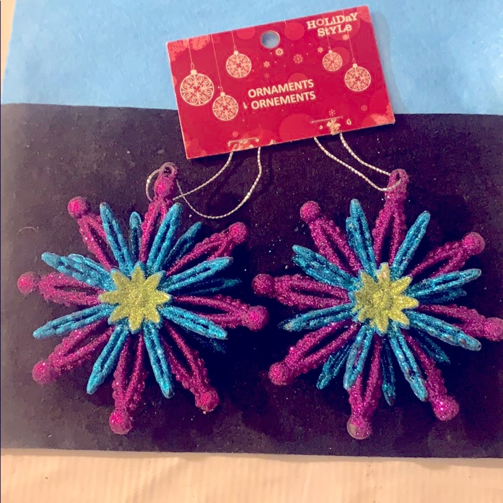 Glittery Set/2 Christmas Star Ornaments